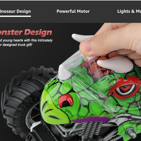 Prefontaine Remote Control Monster Truck/Off Road Vehicle - green dinosaur - Picture 8 of 16